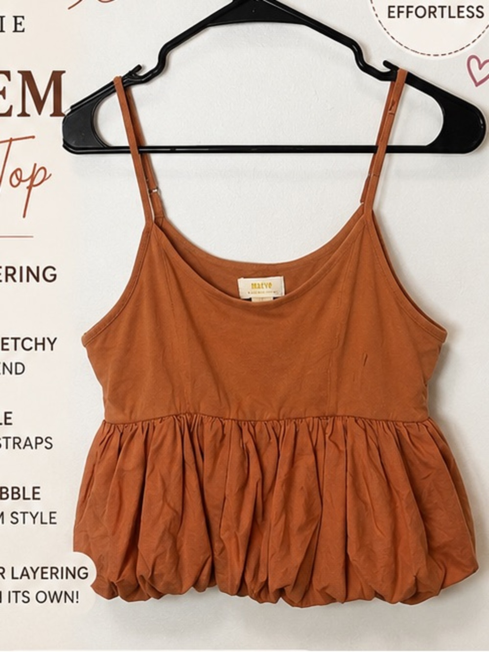Maeve Rust Bubble Hem Peplum Camisole